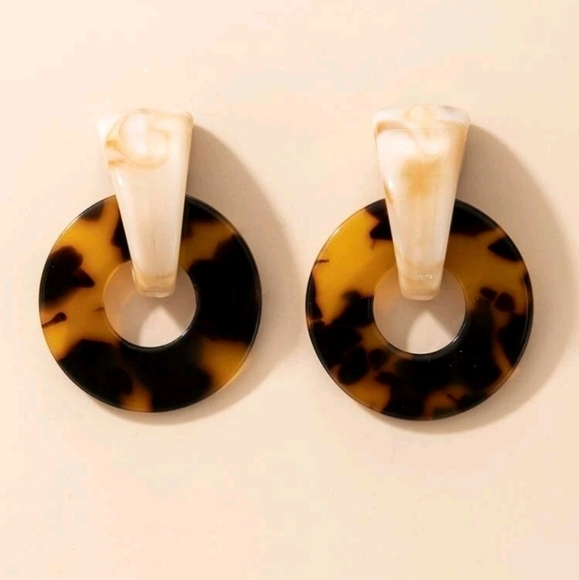 Drop earrings Tortoiseshell lightweight Cheetah print boho casual hoop 💖2/$30 - Picture 9 of 13